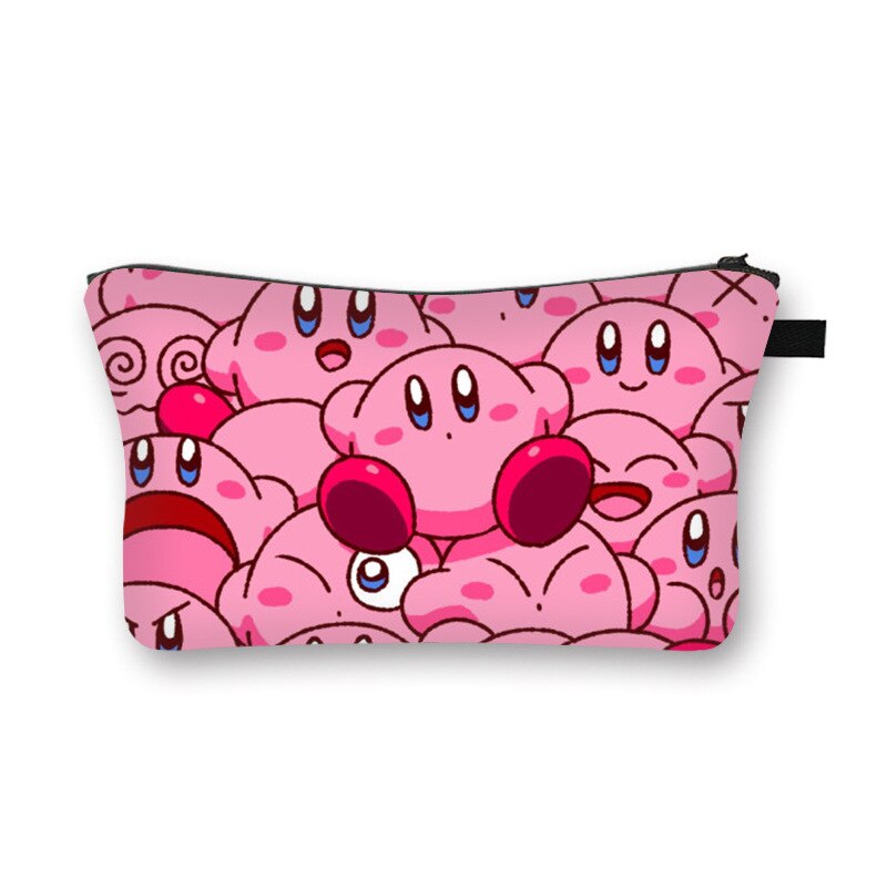 Kirby Bag Cartoon Kirby Makeup Bags Women Waterproof Female Storage Bag Portable for Student Kawaii Pencil Case Birthday Gift