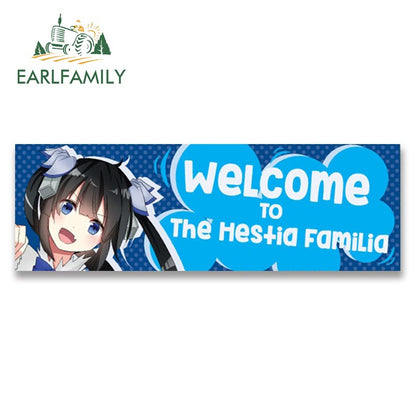 13cm x 4.3cm for Danmachi Hestia Slap Car Stickers Funny Anime Motorcycle Laptop Decal Caravan Trunk RV Waterproof