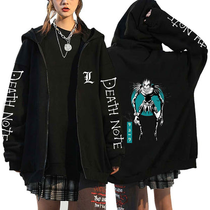 Anime Death Note Print Hoodies Japanese Anime Men&#39;s Zipper Jacket Harajuku Streetwear Zip Up Sweatshirts Oversized Y2K Coats