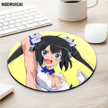 DanMachi Non-slip Round Speed Version Game Computer Keyboard Office Table Mat PC Laptop Mouse Mat For PC Mouse Carpet