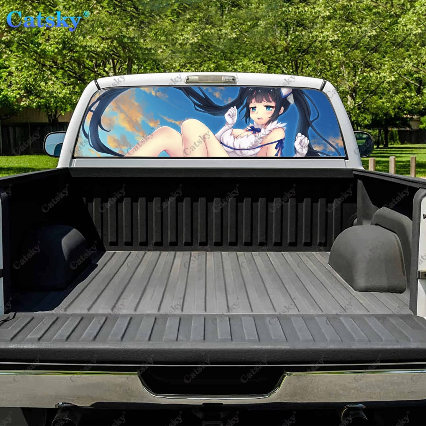 DanMachi Anime Rear Window Decals for Trucks,Pickup Window Decal,Rear Window Tint Graphic Perforated Vinyl Truck Stickers