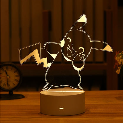 New Pokemon Pikachu Led 3D Night Light Kids Toy Anime Figures Cute Pikachu Bedside Lamp for Children Bedroom Decor Birthday Gift