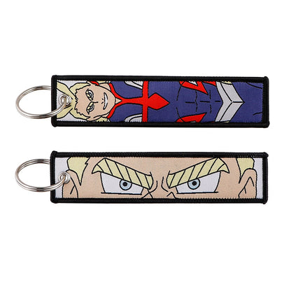 My Hero Academia Anime Key Chain for Men Key Fobs Holder Embroidery Key Ring Key Tag for Motorcycles and Cars Accessories