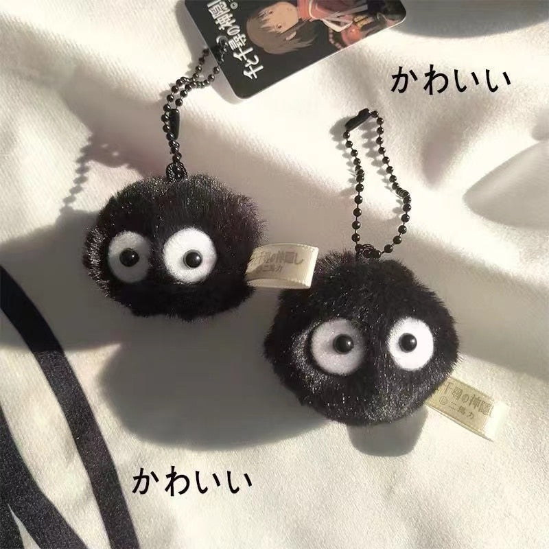 Plush My Neighbor Totoro Keychain Spirited Away Fairy dust Keyrings fit Bag Charms Purse Accessory for Miyazaki Hayao Comic Fans