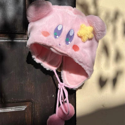 New Kirby Cartoon Plush Warm Hat Gloves Thickened Necessary Windproof In Winter Cute Collocation Birthday Gift for Girl Children