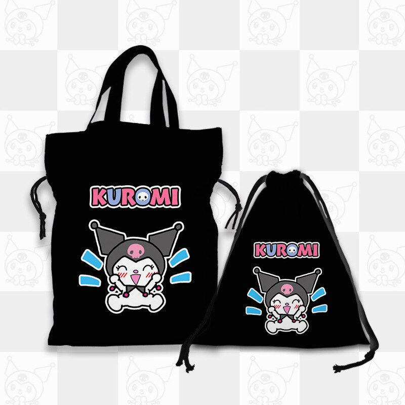 Kawaii Sanrio Cartoon Canvas Handbag Cute Gudetama Tote Bag Shopping Bag Handbag Drawstring Mouth Bag Creative Birthday Gifts