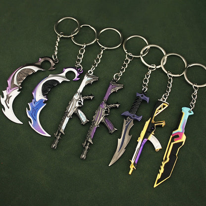 Valorant Knife Weapon Keychain Reaver Karambit Prime Vandal 9cm Samurai Sword Pocketknife Arant Gun Model Gifts Toys for Boys