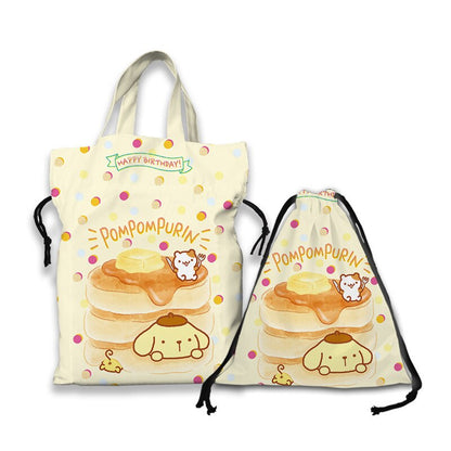 Kawaii Sanrio Cartoon Canvas Handbag Cute Gudetama Tote Bag Shopping Bag Handbag Drawstring Mouth Bag Creative Birthday Gifts