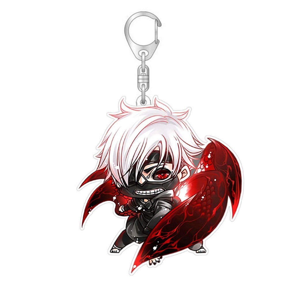 Anime Tokyo Ghoul Kaneki Ken Keychain Cosplay Acrylic Key Chain Pendant Keyring Prop