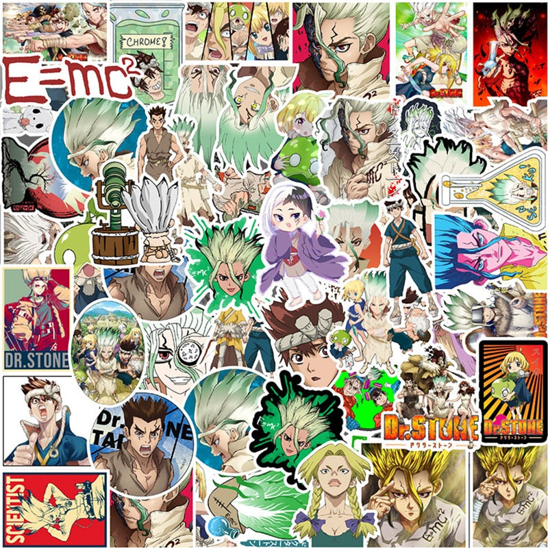 10/50Pcs Japan Anime Dr. Stone Stickers Suitcase Skateboard Laptop Luggage Phone Cartoon Cute Stickers Decal Kids Gift Toy