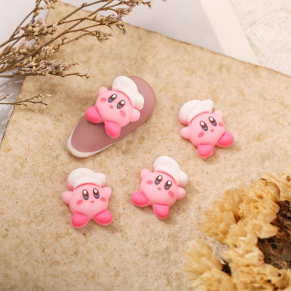 Pink Star Kirby Nail Charms Rhinestone Decoration Kawaii Cartoon Nail Jewelry Gems for Acrylic Nail Accessories