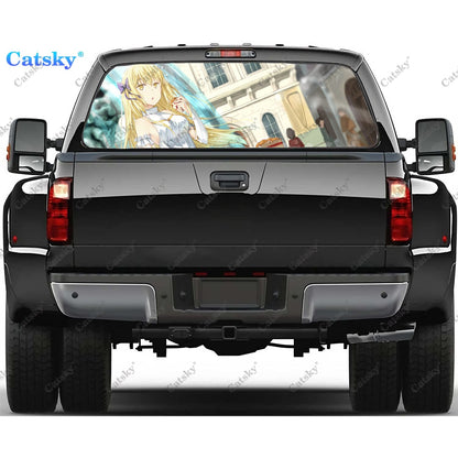 DanMachi Anime Rear Window Decals for Trucks,Pickup Window Decal,Rear Window Tint Graphic Perforated Vinyl Truck Stickers