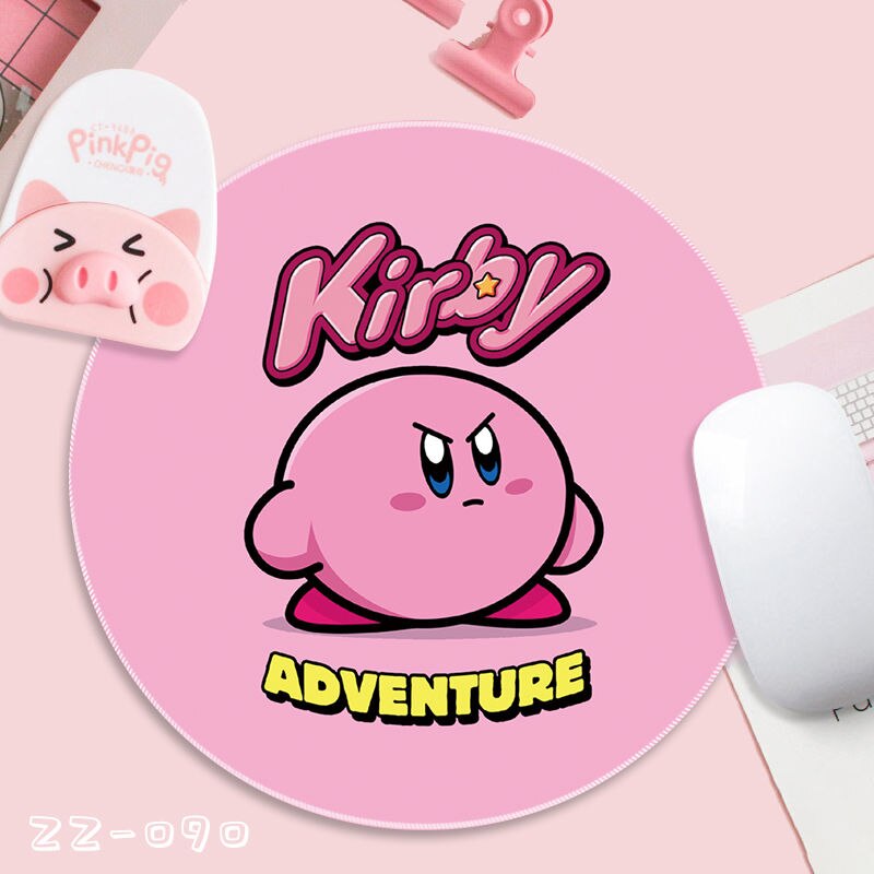 Kirby Kawaii Small Mouse Pad Round Cute Cartoon Dirt Resistant Pink Girl Heart Student Simple Table Pad