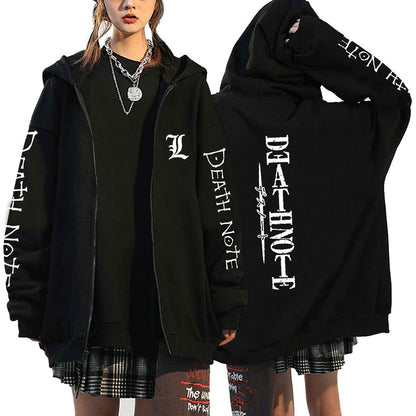 Anime Death Note Print Hoodies Japanese Anime Men&#39;s Zipper Jacket Harajuku Streetwear Zip Up Sweatshirts Oversized Y2K Coats