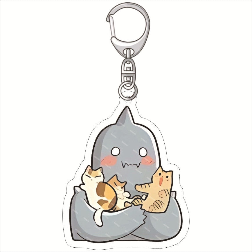 KeyChain Men Fullmetal Alchemist Key Chain Women Acrylic Key Ring Edward Elric Alphonse Pendant Winry Rockbell Party Kids Gift