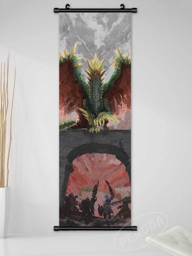 Home Decoration Modern Wall Artwork Monster Hunter World Picture Anime Scroll Hanging Painting Print Canvas Poster Living Room