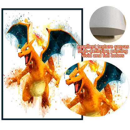 Japan Anime Peripherals Pokemon Pikachu Poster Mural Decoration Cartoon Wall Art Water Colours Canvas Painting Baby Kids Gifts