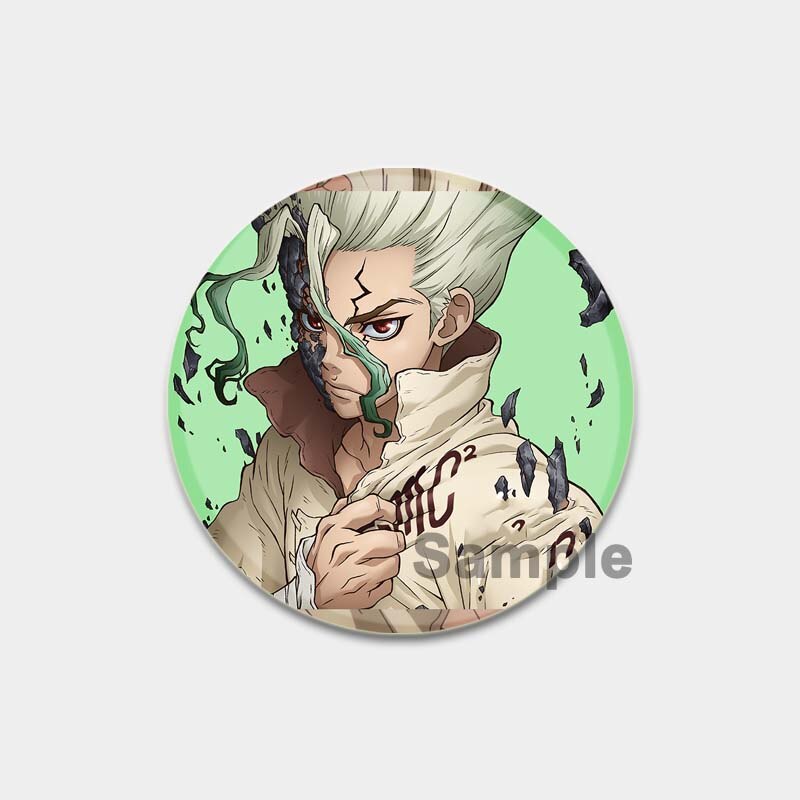 Dr. Stone Cute Enamel Pin Badges Manga Lapel Pins for Backpacks 58mm Round Anime Brooches on Clothes Jewelry Accessories Gifts