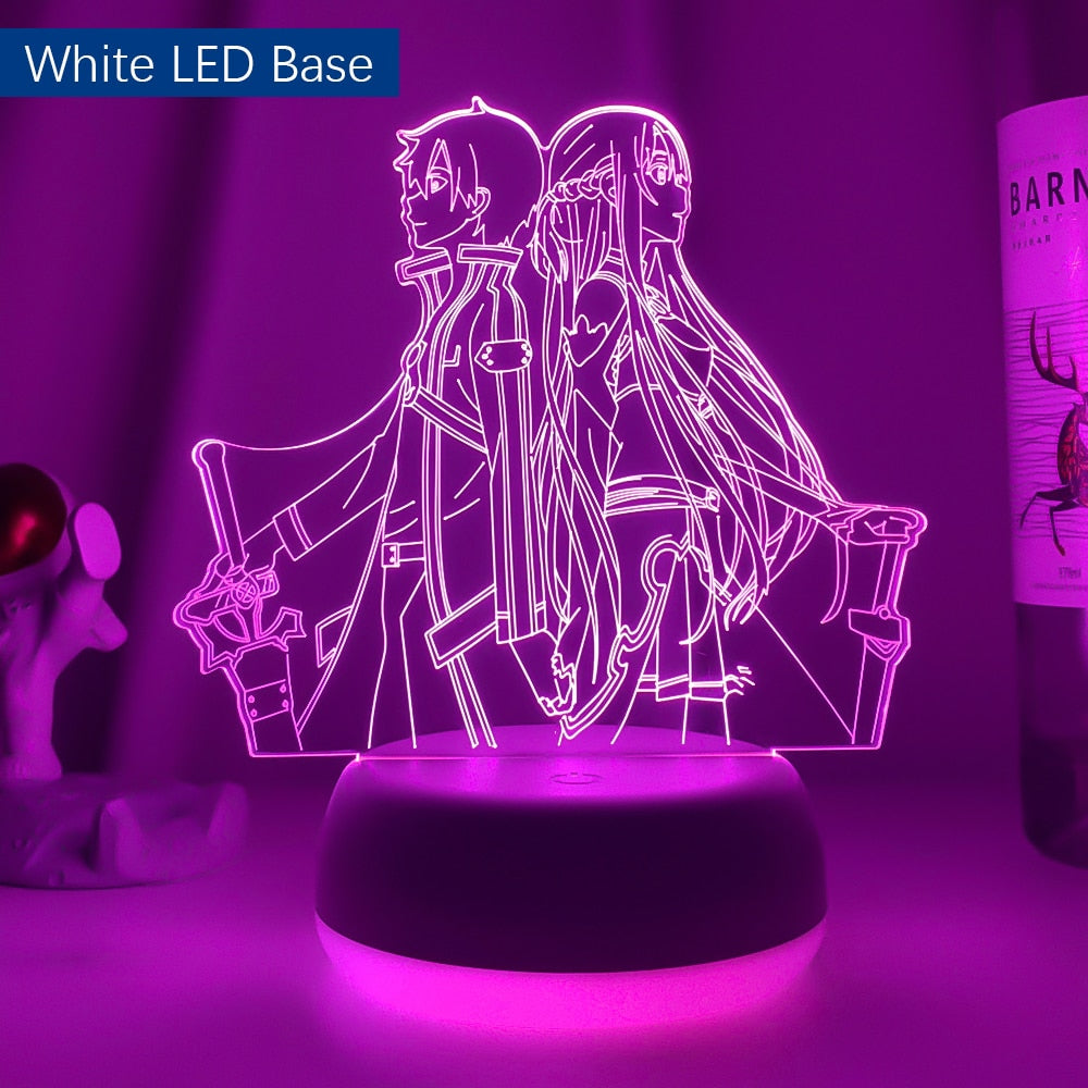 Anime Sword Art Online Figure 3d Led Night Light for Bedroom Decor Nightlight Birthday Gift Table Room Lamp Manga SAO