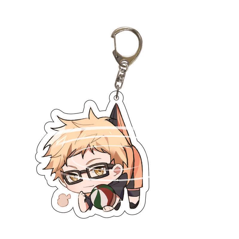 Anime Keychain haikyuu!! Hinata Shoyo Kageyama Tobio Hanging Animal Interlayer Key Chain Accessories Cute Bag Pendant Key Ring