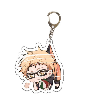 Anime Keychain haikyuu!! Hinata Shoyo Kageyama Tobio Hanging Animal Interlayer Key Chain Accessories Cute Bag Pendant Key Ring