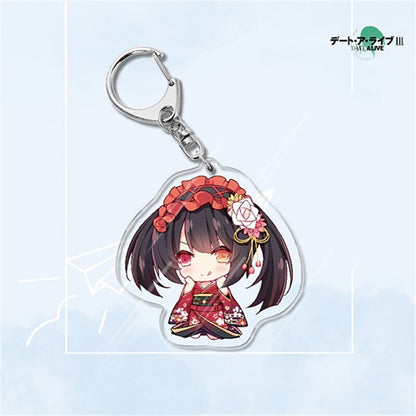 Japan Anime Date A Live Collection Cosplay Keychain Tokisaki Kurumi Yatogami Toka Himekawa Yoshino Acrylic Keyring Friends Gift