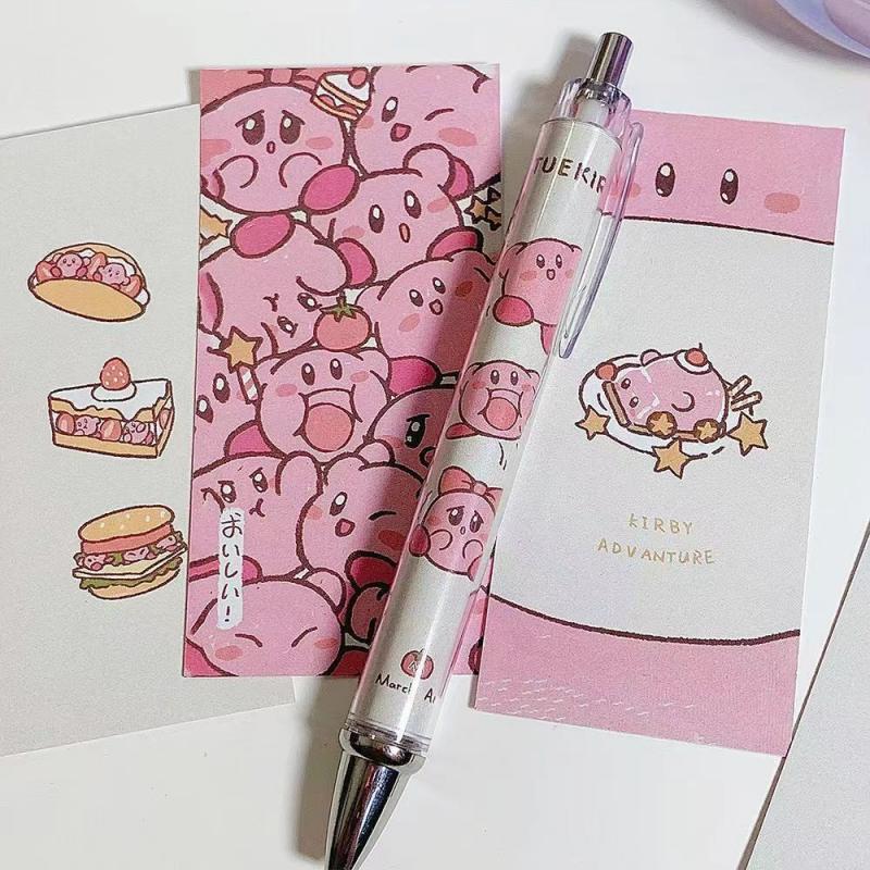 New Kawaii Cute Kirby Ball Pen Signing Pen Do Homework Take Notes Quick Drying 0.5Mm Black Ins Girl Christmas Gift For Children