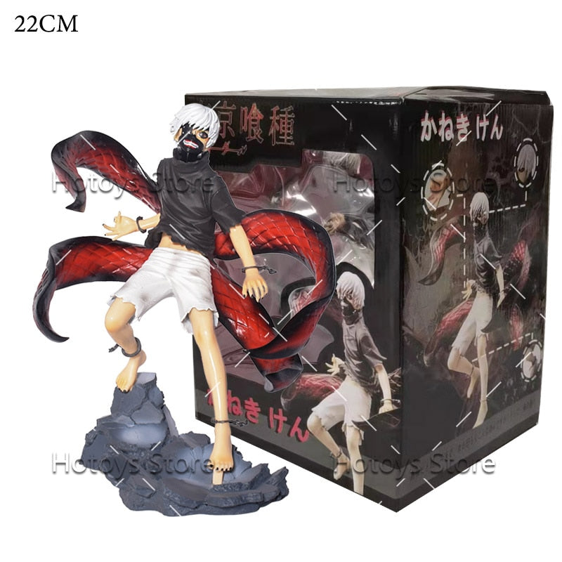 22-24cm Tokyo Ghoul Figure Touka Kirishima Dolls Action Figures Kaneki Ken Two Heads Awakening Figurine Model Toys Birthday Gift