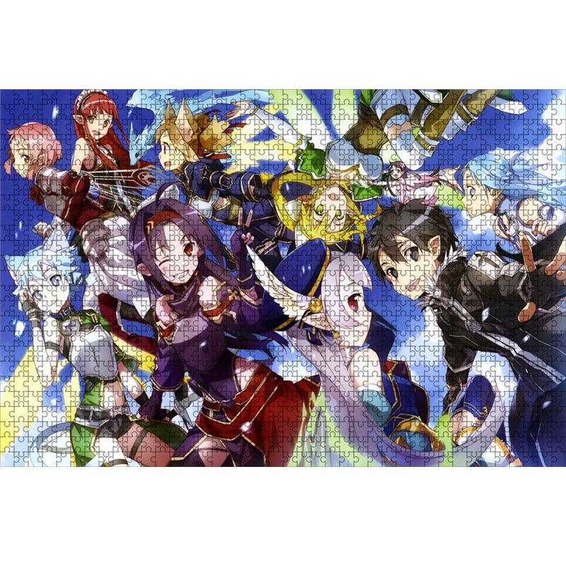 1000 Piece Japanese Anime Sword Art Online Puzzles Wooden SAO Puzzles For Adults Children Educational Toys Gifts