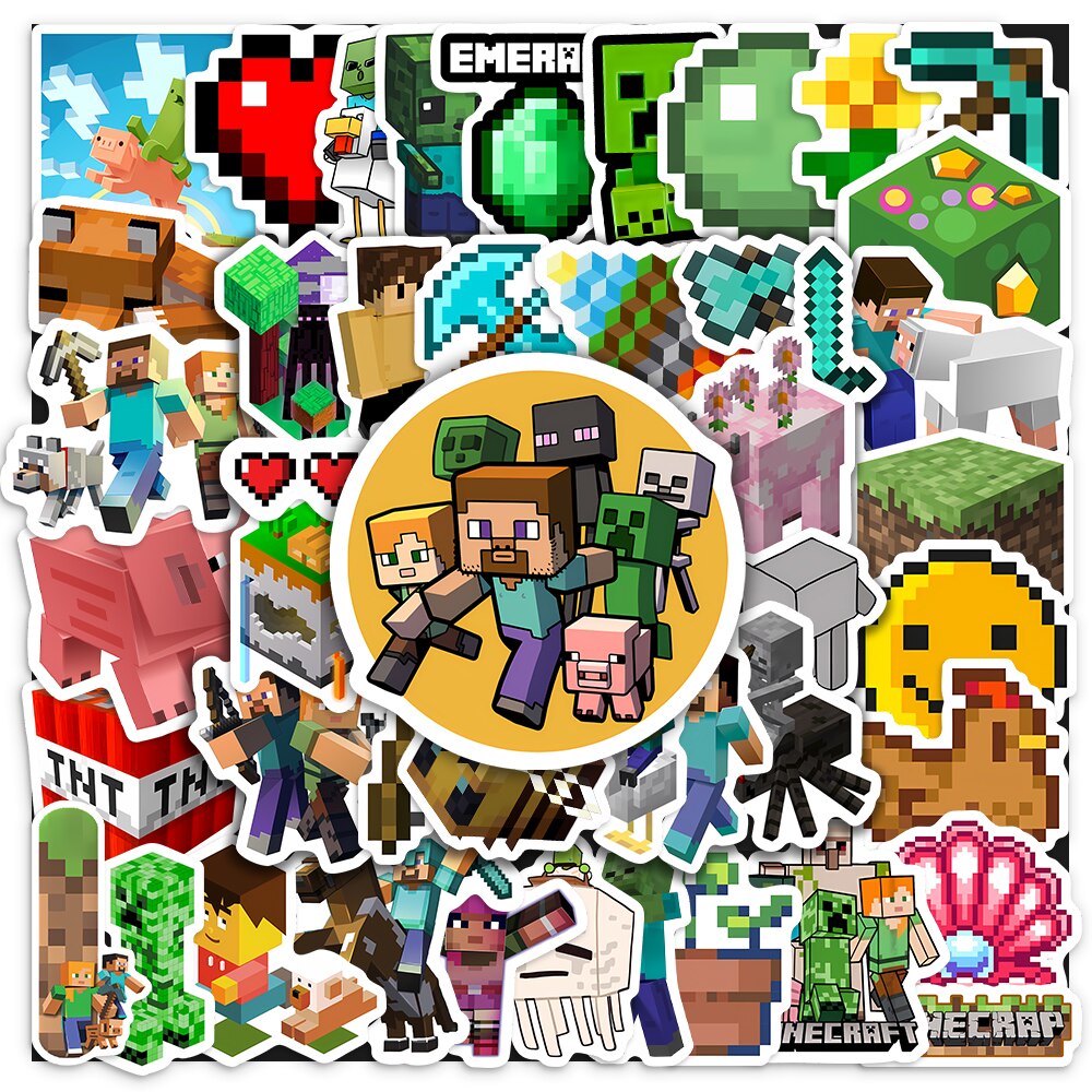 Minecraft Game Character Stickers Cool Sword Animal War Fight Decal for Laptop Luggage Phone Refrigerator Skateboard Kids Toys Waterproof Minecraft