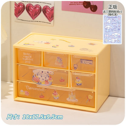 Cartoon Sanrio Nine Compartment Storage Box Small Objects Desktop Drawer Storage Box Cute Jewelry Stationery Storage Box