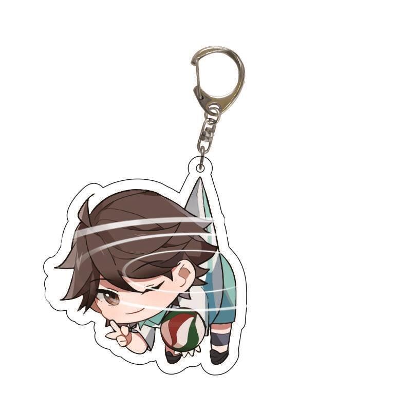 Anime Keychain haikyuu!! Hinata Shoyo Kageyama Tobio Hanging Animal Interlayer Key Chain Accessories Cute Bag Pendant Key Ring