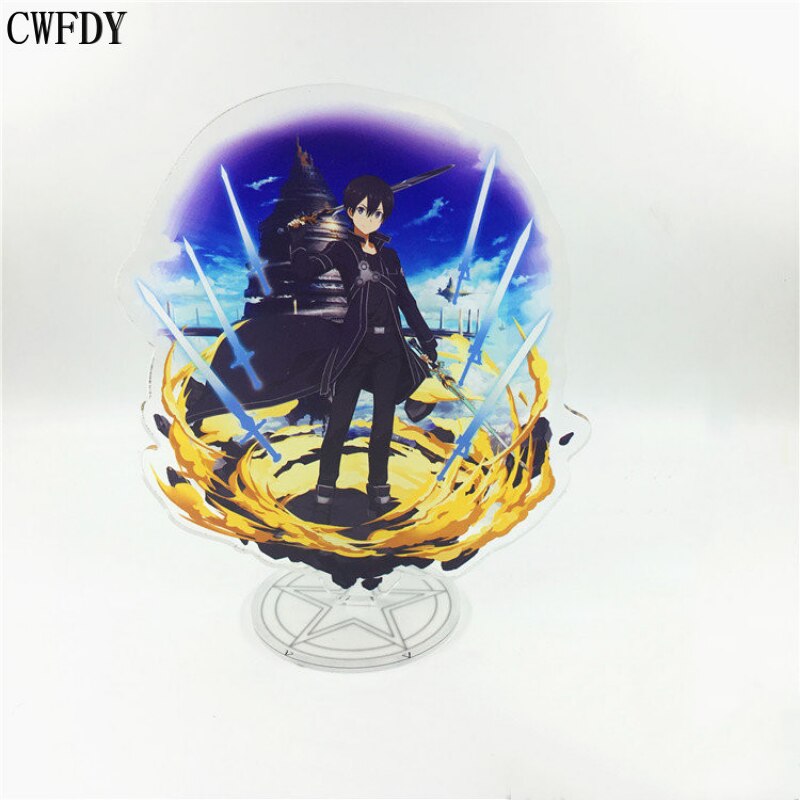 Anime Sword Art Online SAO Kirito Asuna Leafa Yuuki Acrylic Stand Model Action Figure Double-side Plate Keychain Toys Gifts 15cm