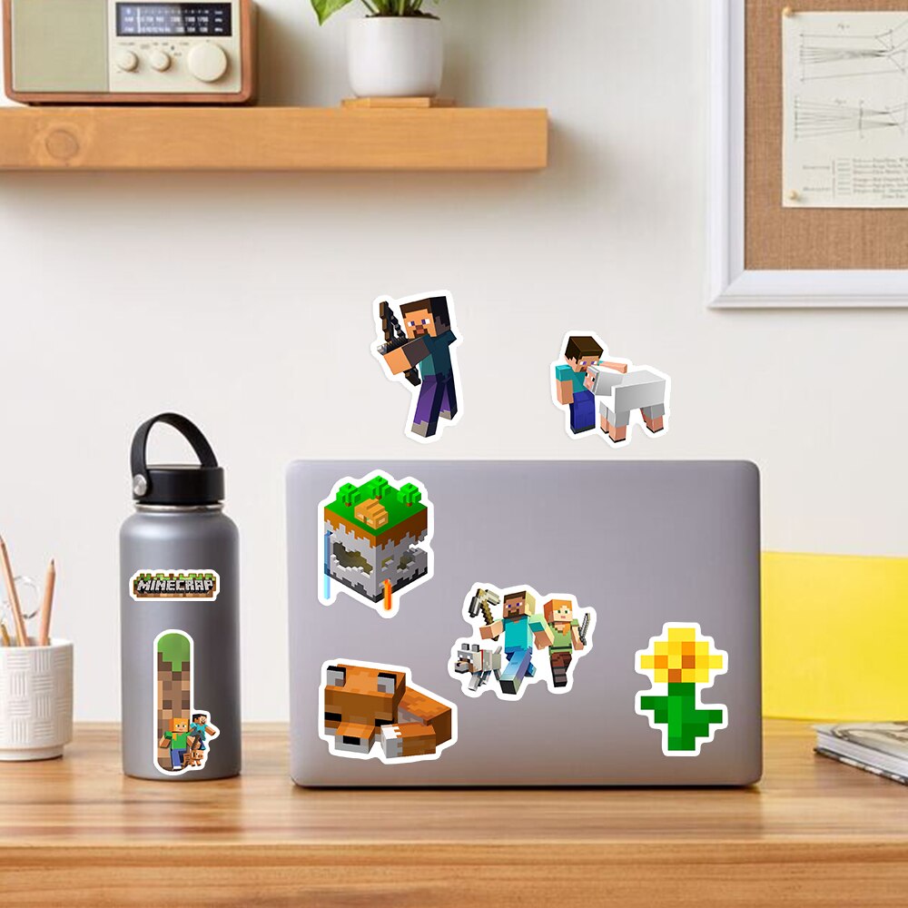 Minecraft Game Character Stickers Cool Sword Animal War Fight Decal for Laptop Luggage Phone Refrigerator Skateboard Kids Toys Waterproof Minecraft