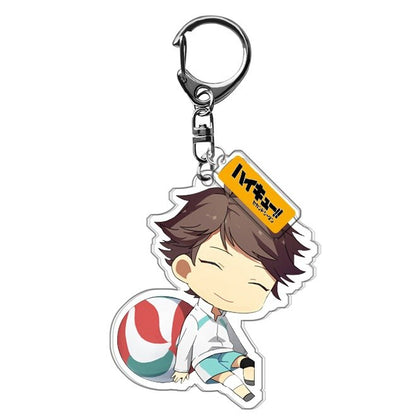 Anime Keychain haikyuu!! Hinata Shoyo Kageyama Tobio Hanging Animal Interlayer Key Chain Accessories Cute Bag Pendant Key Ring