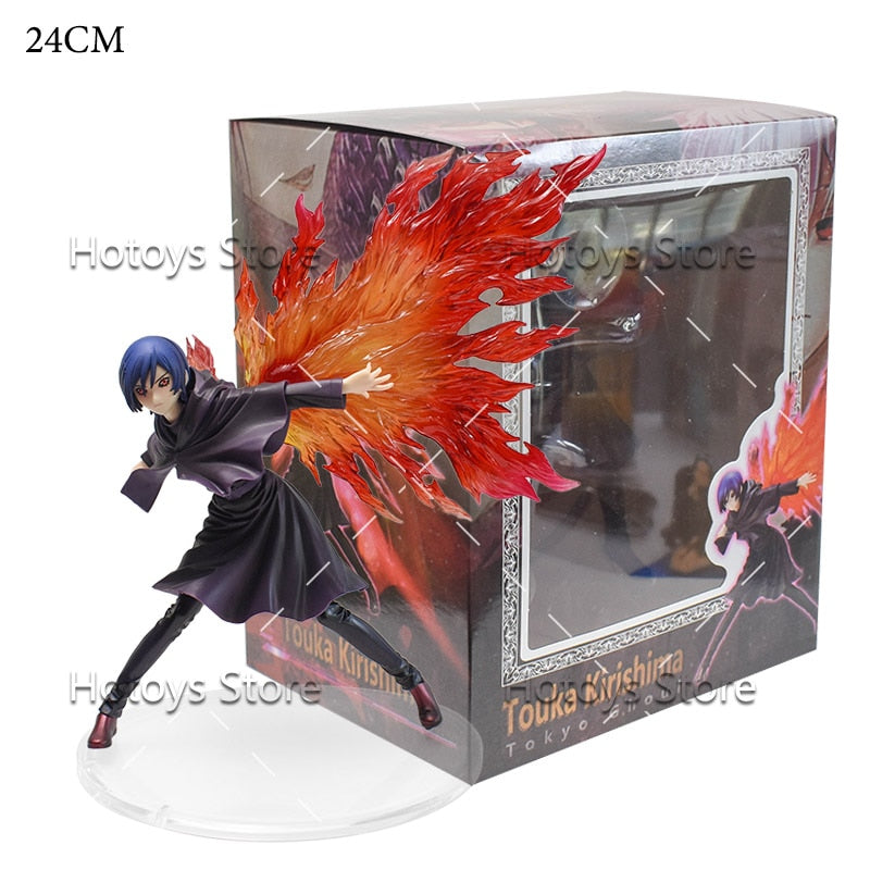 22-24cm Tokyo Ghoul Figure Touka Kirishima Dolls Action Figures Kaneki Ken Two Heads Awakening Figurine Model Toys Birthday Gift