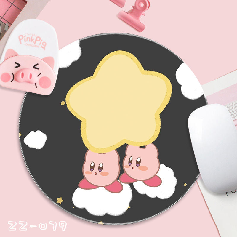 Kirby Kawaii Small Mouse Pad Round Cute Cartoon Dirt Resistant Pink Girl Heart Student Simple Table Pad