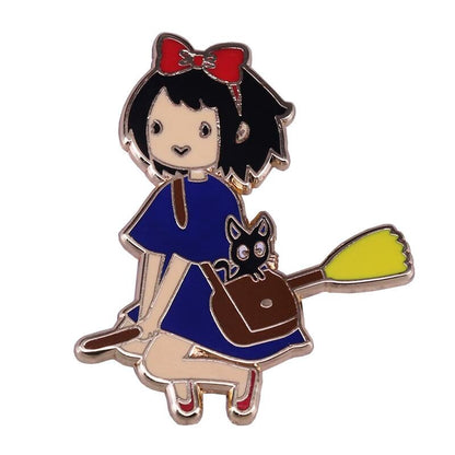 Kiki&#39;s Delivery Hard Enamel Pins Custom Cartoon Animal Cute Gigi Cat Brooches Anime Collect Lapel Badges Jewelry Gifts Wholesale Studio Ghibli