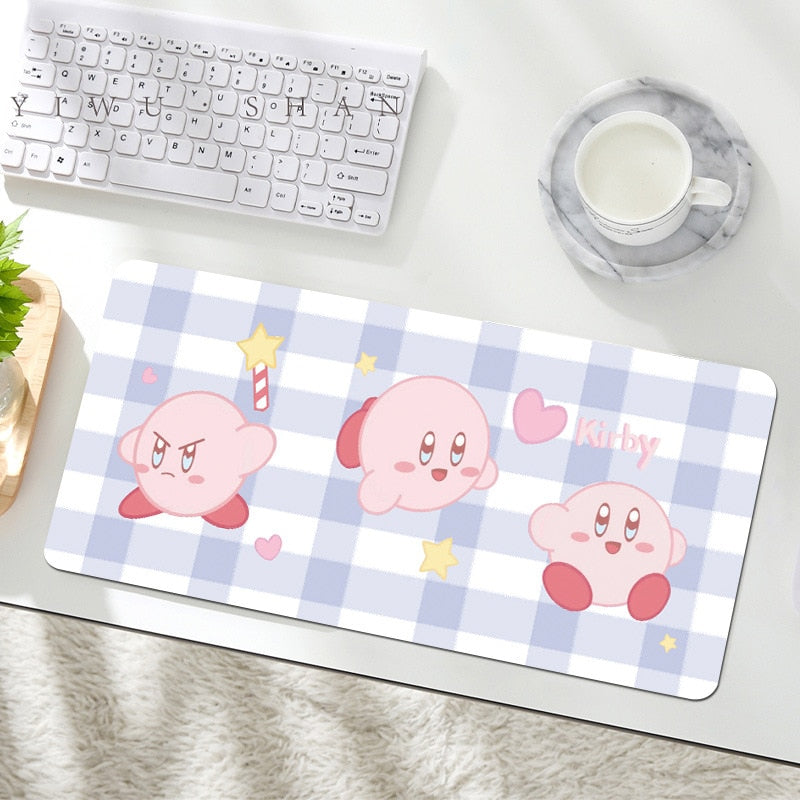 Kawaii Anime Kirby Mouse Pad Cartoon Cute Plush Rug Blanket Student Huge Wrist Pad Non Slip Table Mat Carpet Accessories Gifts