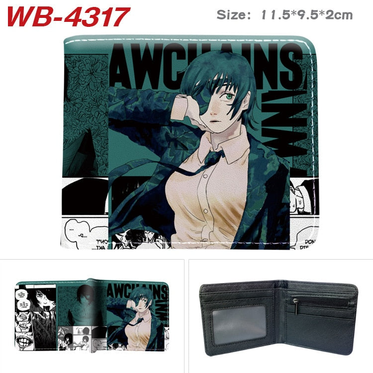 Chainsaw Man Wallets Cosplay Anime Makima Power Denji Pochita Cartoon Pu Wallet Short Coin Purse Card Holder