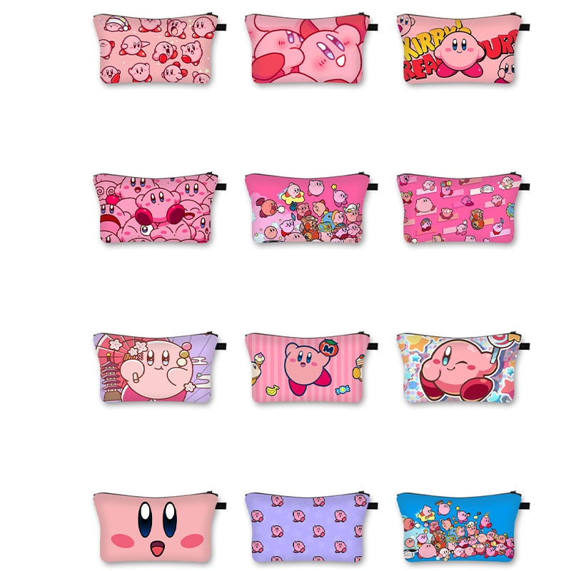 Kirby Bag Cartoon Kirby Makeup Bags Women Waterproof Female Storage Bag Portable for Student Kawaii Pencil Case Birthday Gift