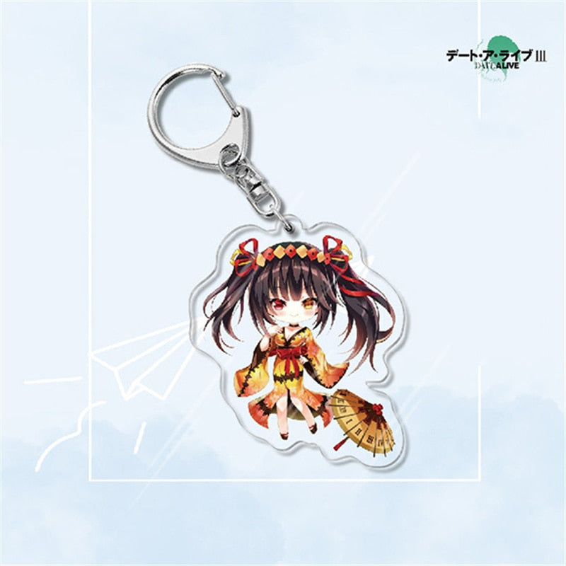 Japan Anime Date A Live Collection Cosplay Keychain Tokisaki Kurumi Yatogami Toka Himekawa Yoshino Acrylic Keyring Friends Gift