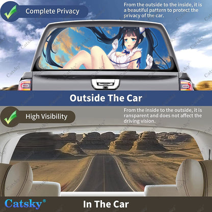 DanMachi Anime Rear Window Decals for Trucks,Pickup Window Decal,Rear Window Tint Graphic Perforated Vinyl Truck Stickers