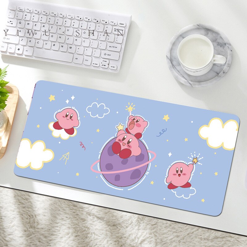 Kawaii Anime Kirby Mouse Pad Cartoon Cute Plush Rug Blanket Student Huge Wrist Pad Non Slip Table Mat Carpet Accessories Gifts