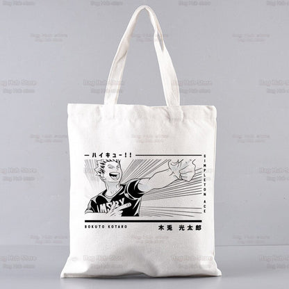 Volleyball Haikyuu!! Shopping Bag Shopper Karasuno High School Jute Bag Shopping Haikyuu Hinata Tote Bag Shoping Reusable Bolsa