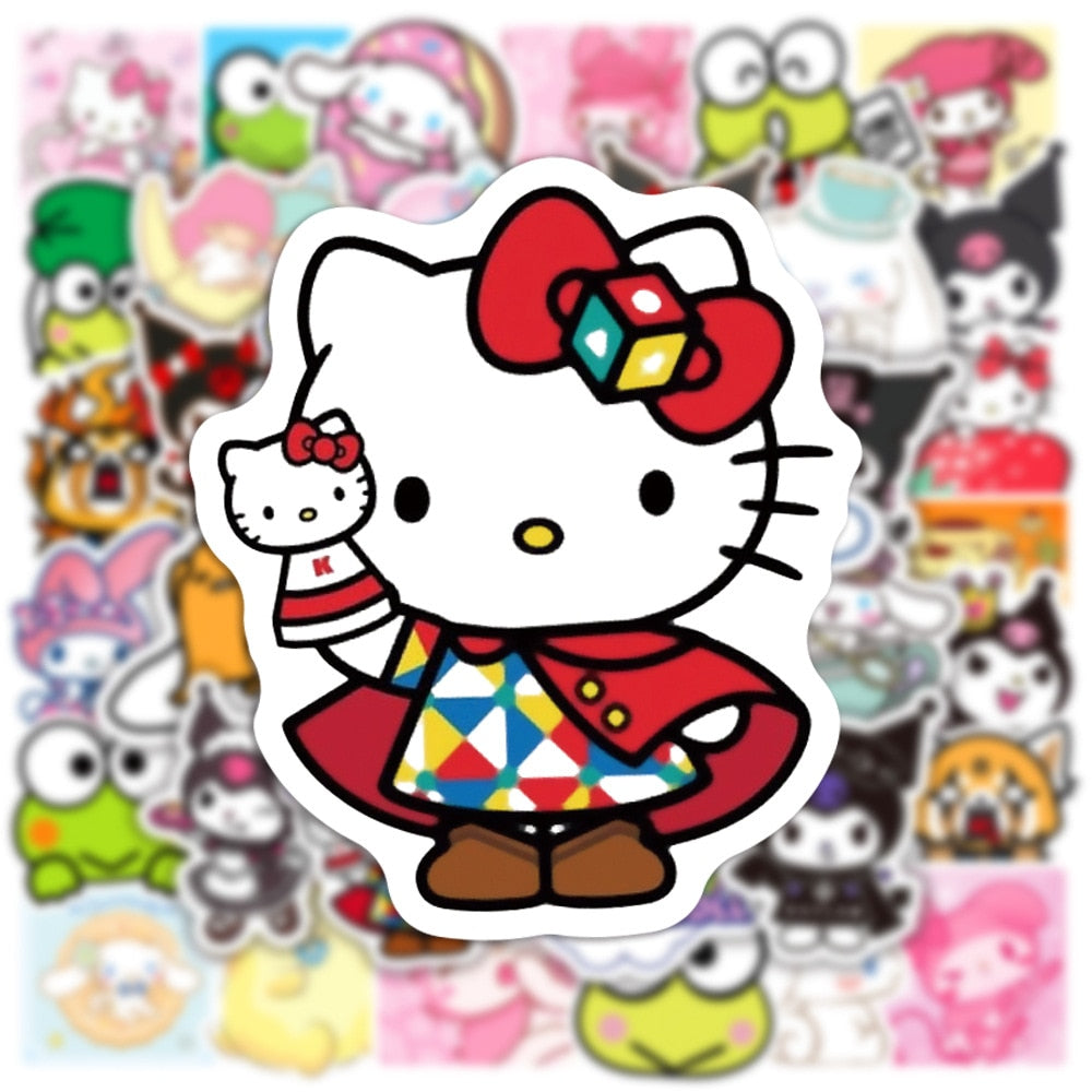 Sanrio Cartoon Anime Hello Kitty Kuromi Stickers Waterproof Skateboard Guitar Suitcase Laptop Bicycle Graffiti Sticker Kids Toys