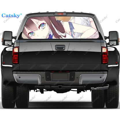 DanMachi Anime Rear Window Decals for Trucks,Pickup Window Decal,Rear Window Tint Graphic Perforated Vinyl Truck Stickers