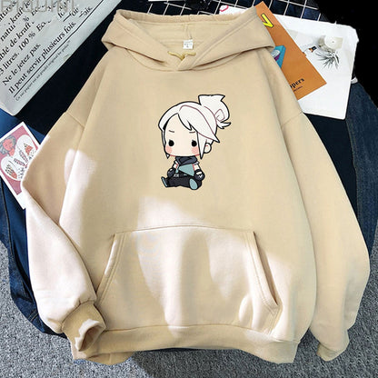 VALORANT Anime Hoodie Jett Streetwear Womens Oversized Sweatshirt Cute Cartoon Print Top Tracksuit Men Unisex Students Pullovers