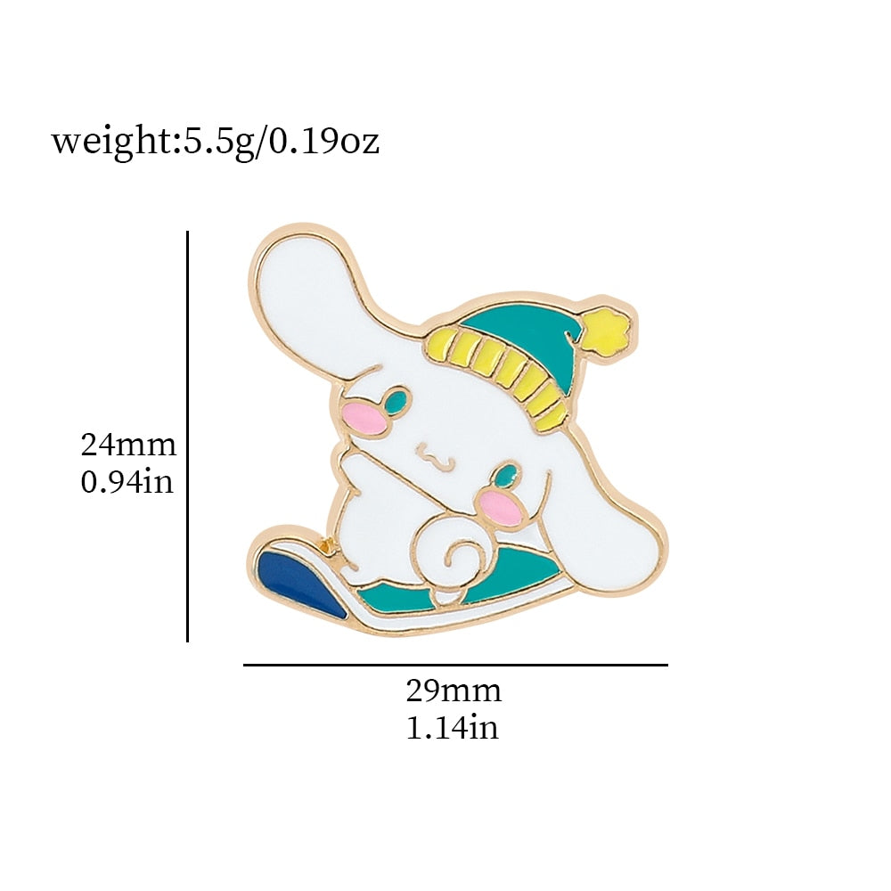 Fashion Kawaii Cinnamoroll My Melody Hello Kitty Sanrio Brooch Strawberry Creative Cute Metal Brooch Wholesale