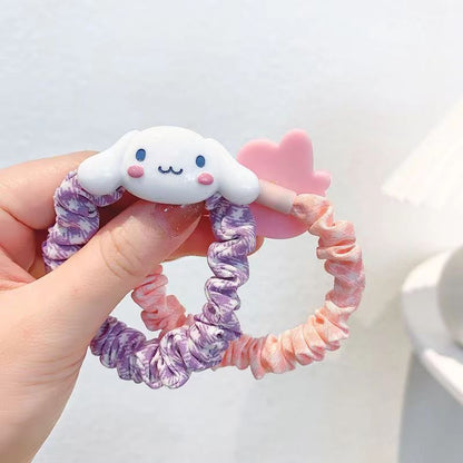 New Cartoon Sanrio Hello Kitty Cinnamoroll My Melody Kuromi Hair Ring Cute Sweet Girl Hair Accessories Simple Cartoon Headdress